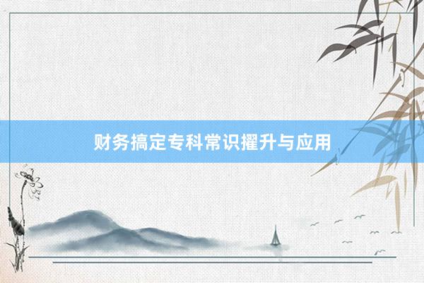 财务搞定专科常识擢升与应用
